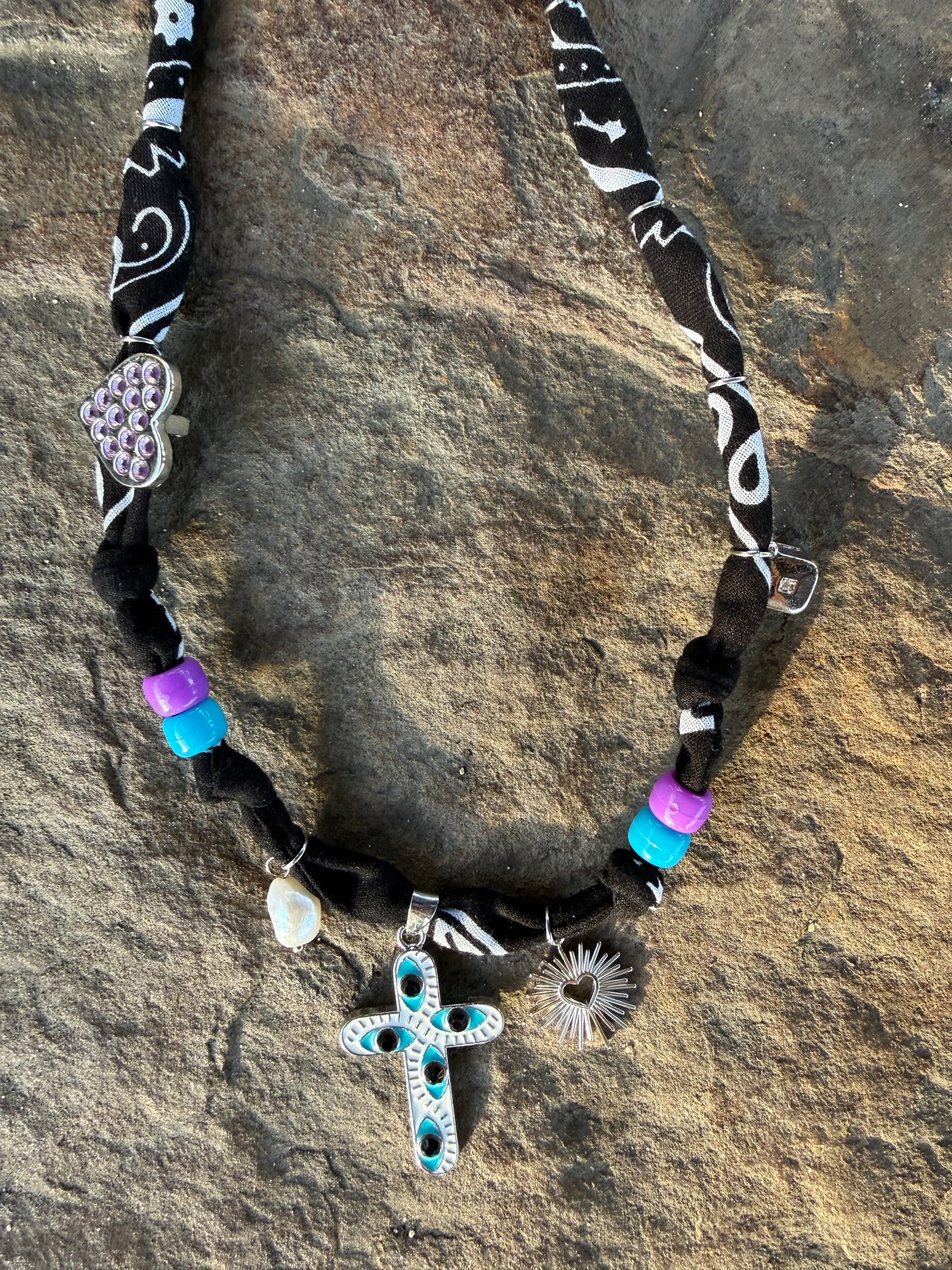 PURPLE FAITH // Black Handmade Bandana Necklace
