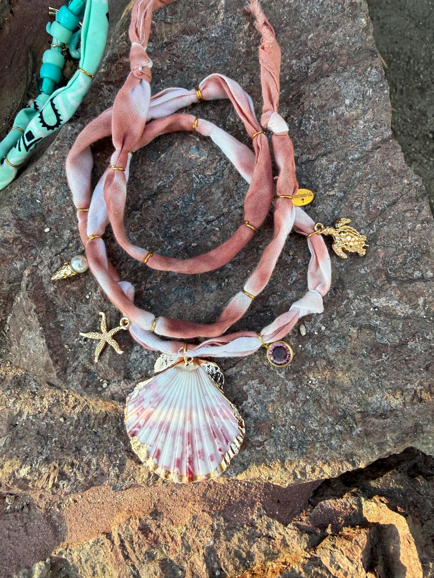 ICE CREAM CONE // Tie and dye beige Handmade Bandana Necklace