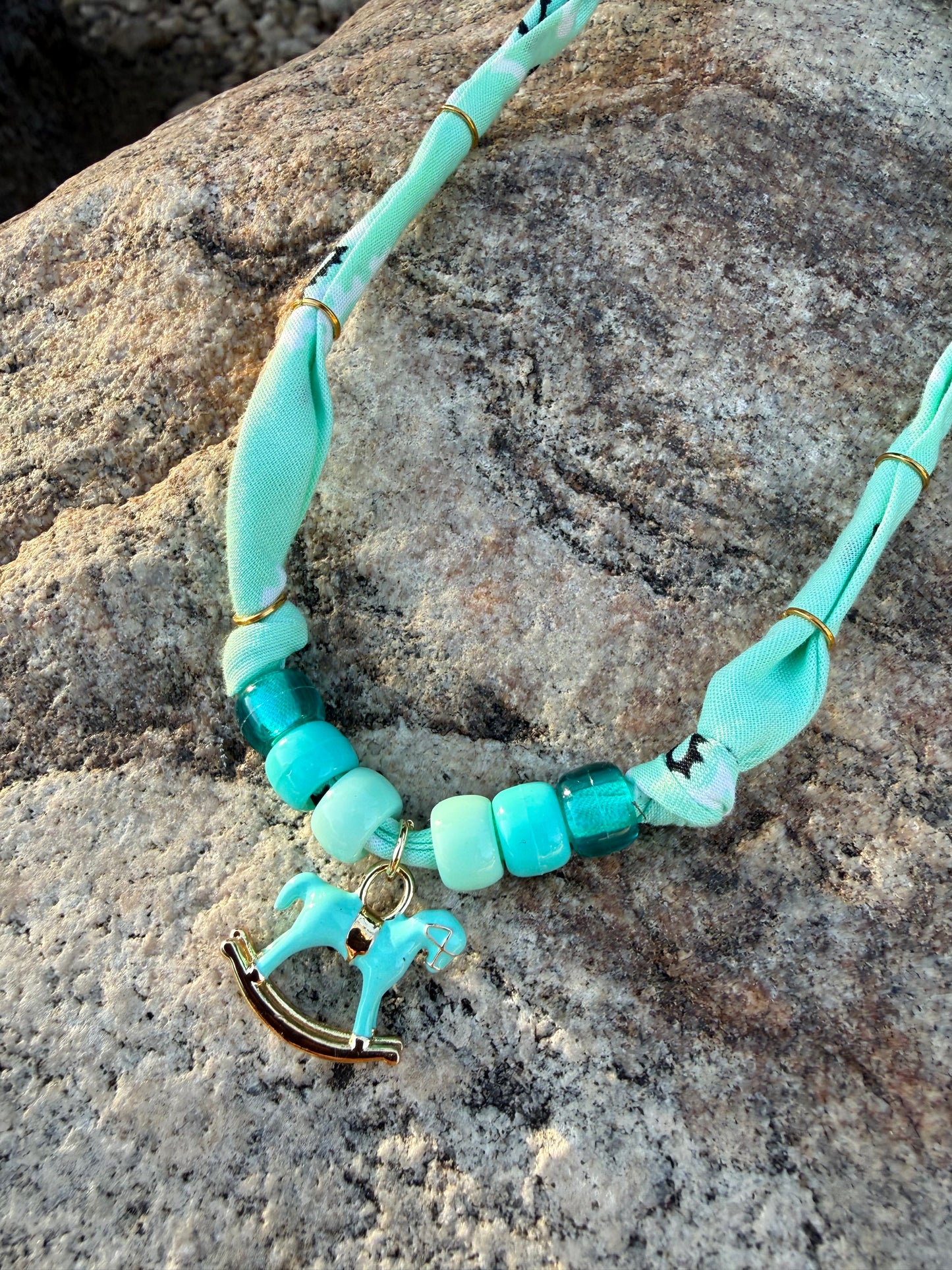 ROCKING HORSE // Turquoise green Handmade Bandana Necklace