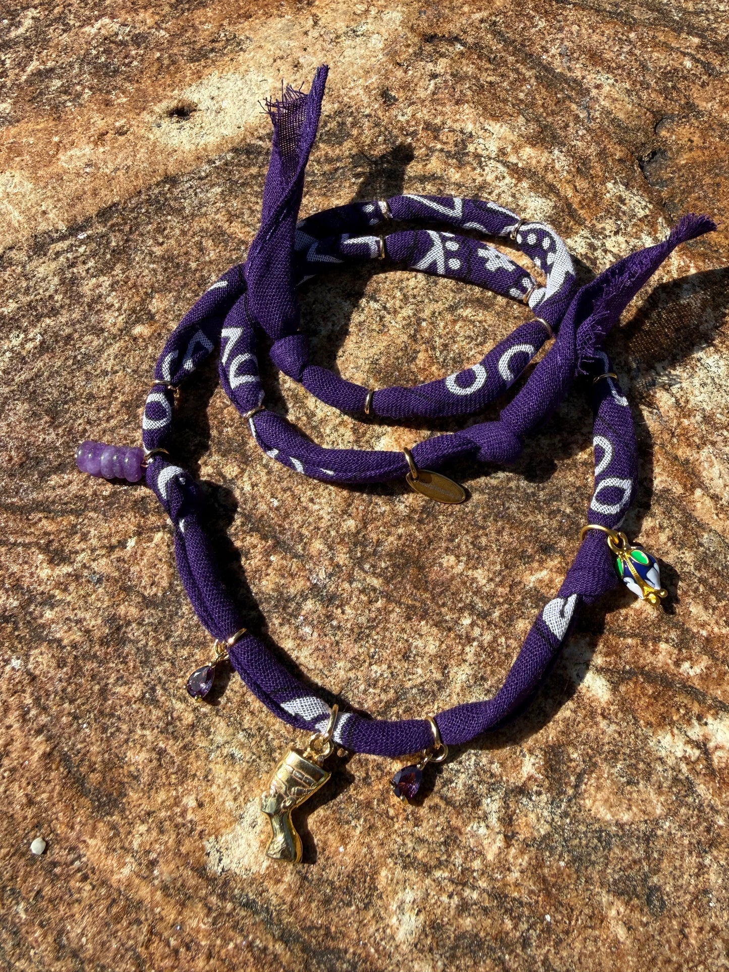 NEFERTITI // Purple Handmade Bandana Necklace