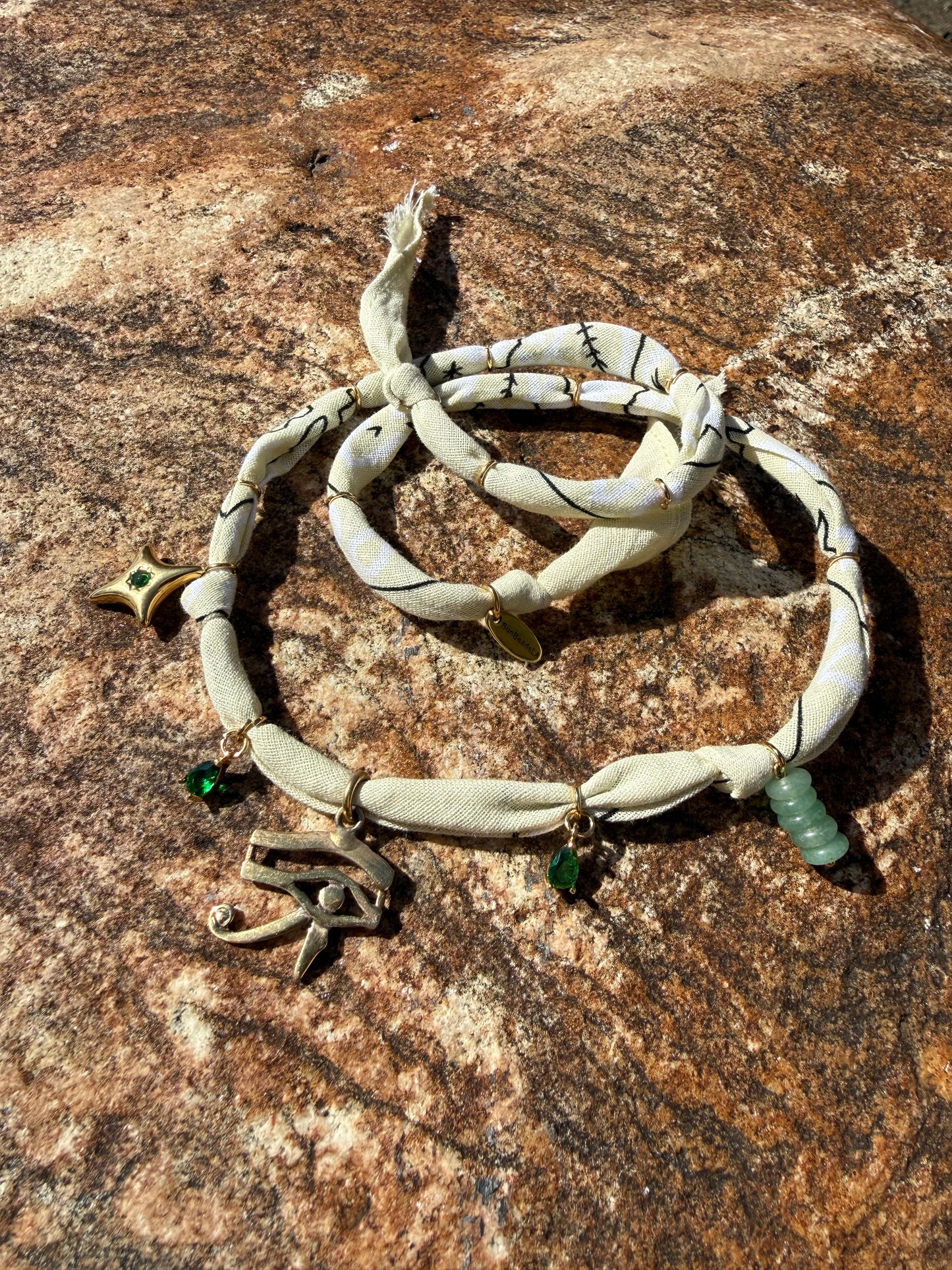 EYE OF RA // Light Yellow Handmade Bandana Necklace