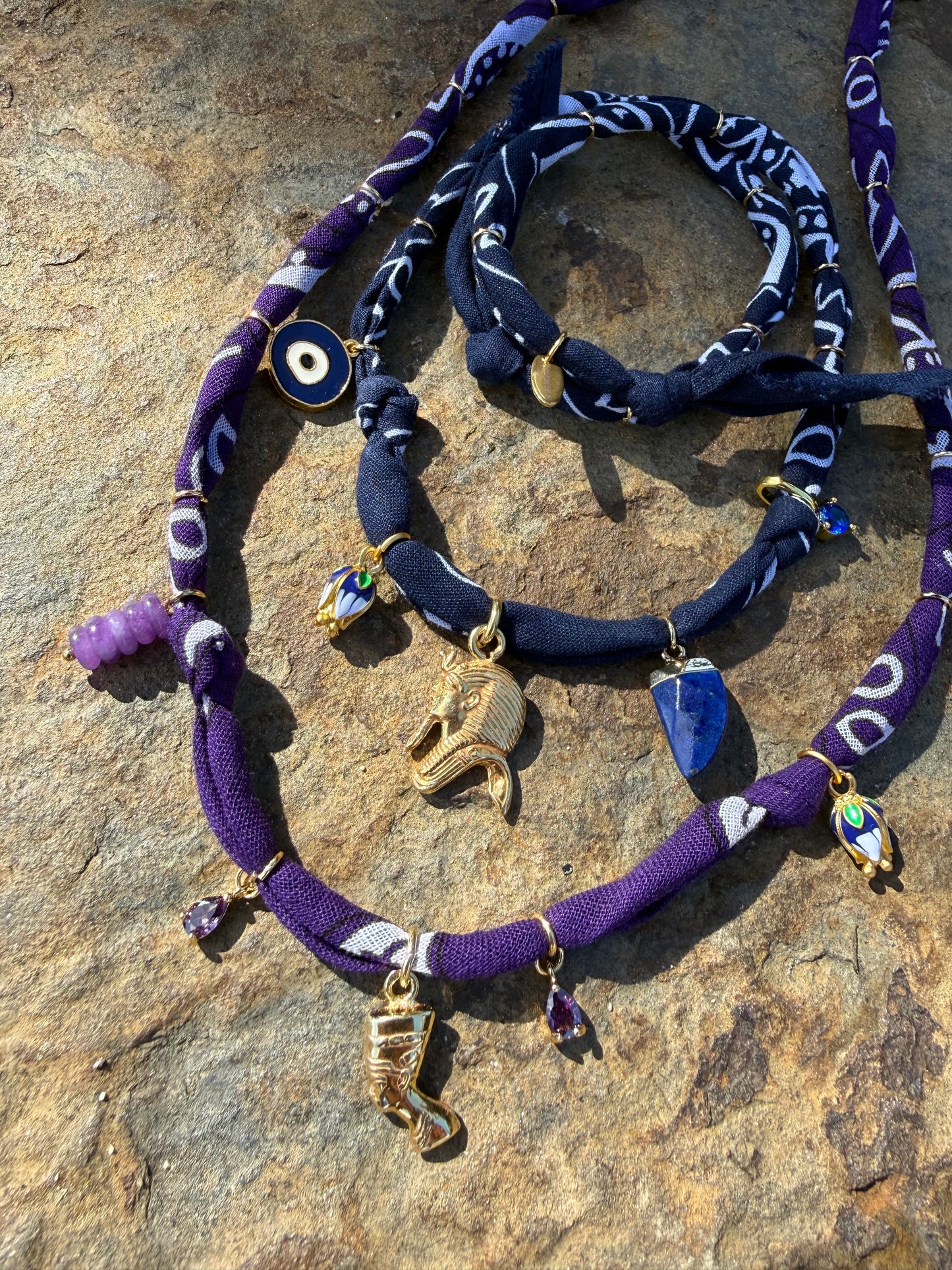 BLUE PHARAOH // Marine Blue Handmade Bandana Necklace