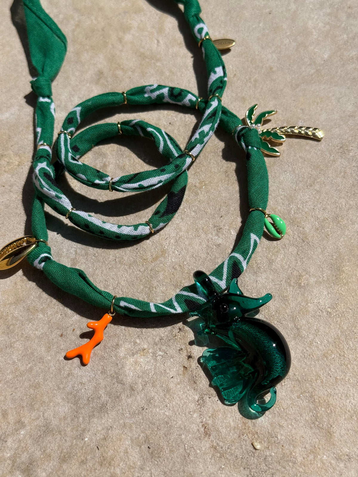 CHEVAL DE LA MER // Deep Green Handmade Bandana Necklace