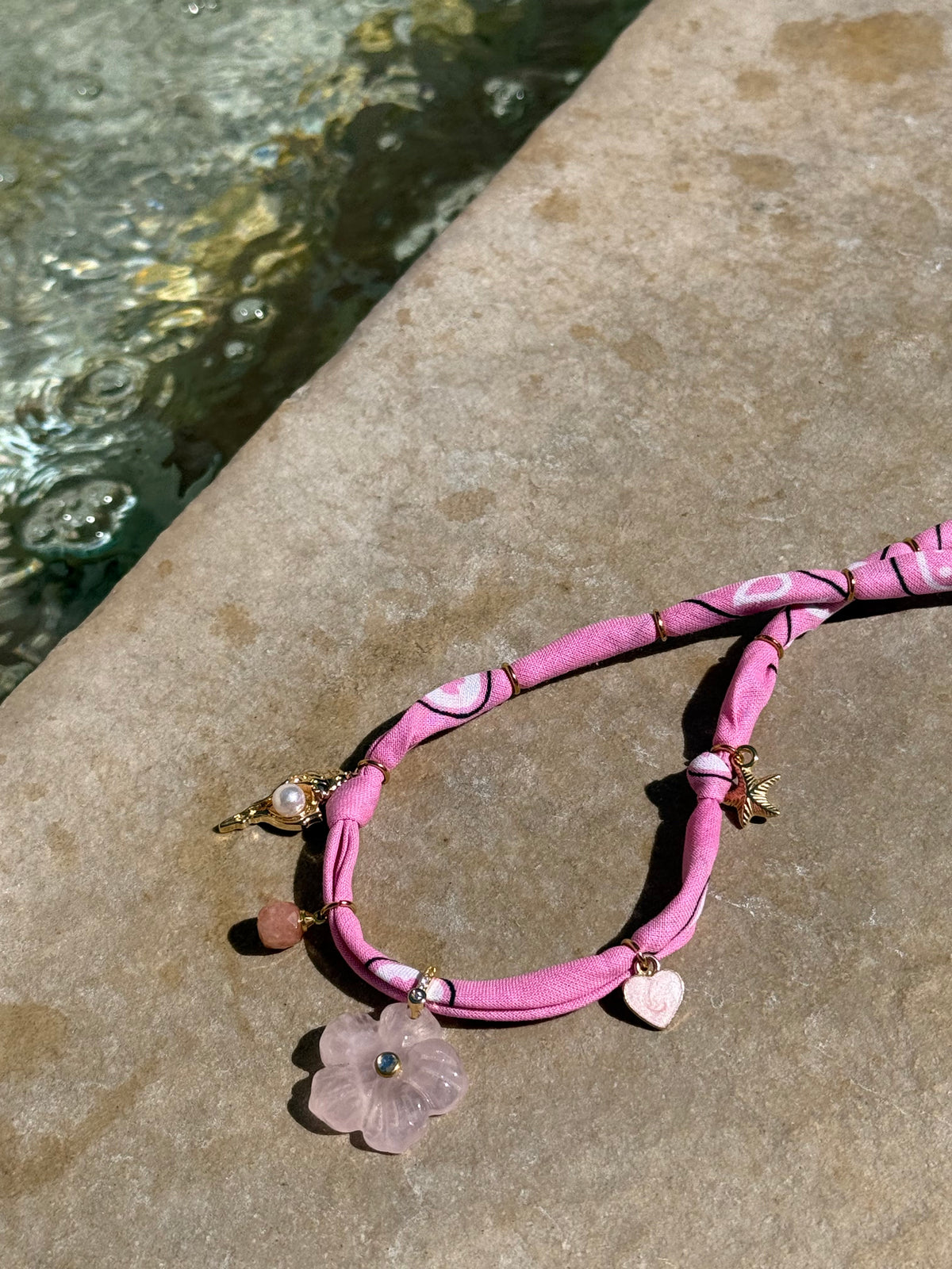 CHERRY BLOSSOM // Pink Handmade Bandana Necklace