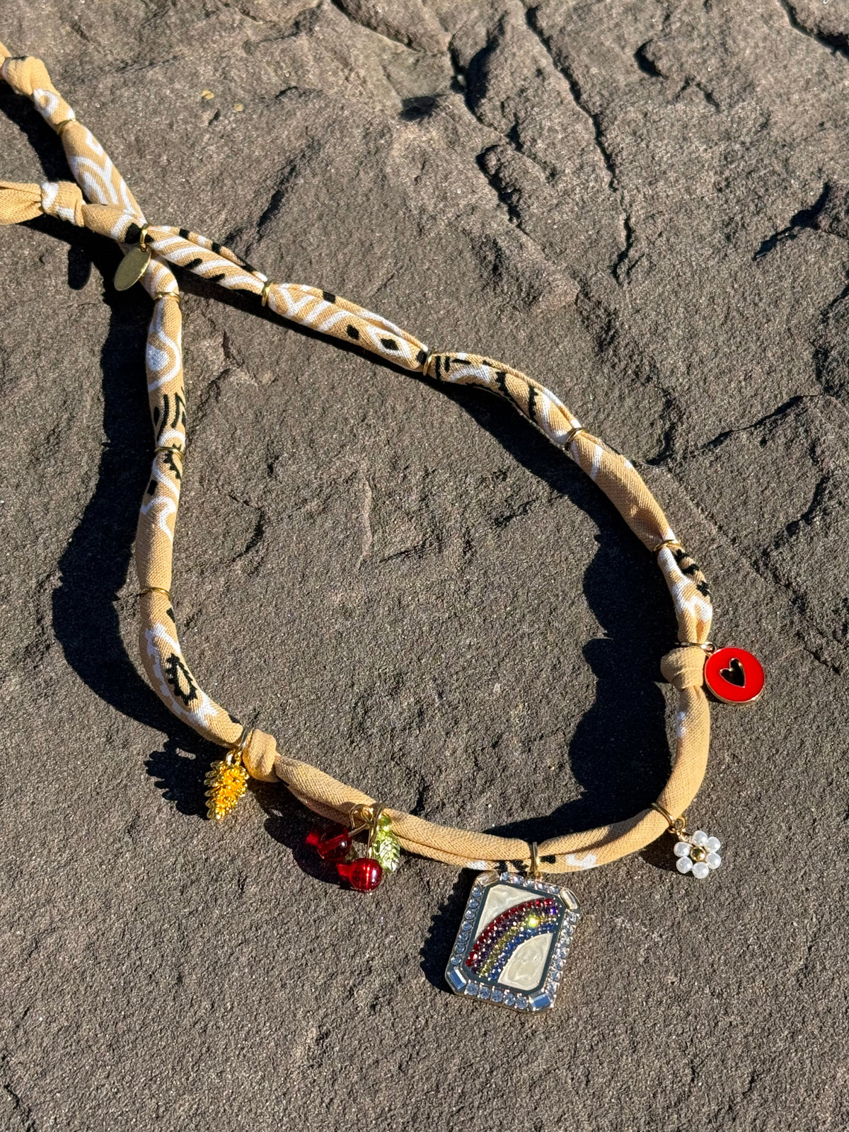 RAINBOW // Sand Color Handmade Bandana Necklace