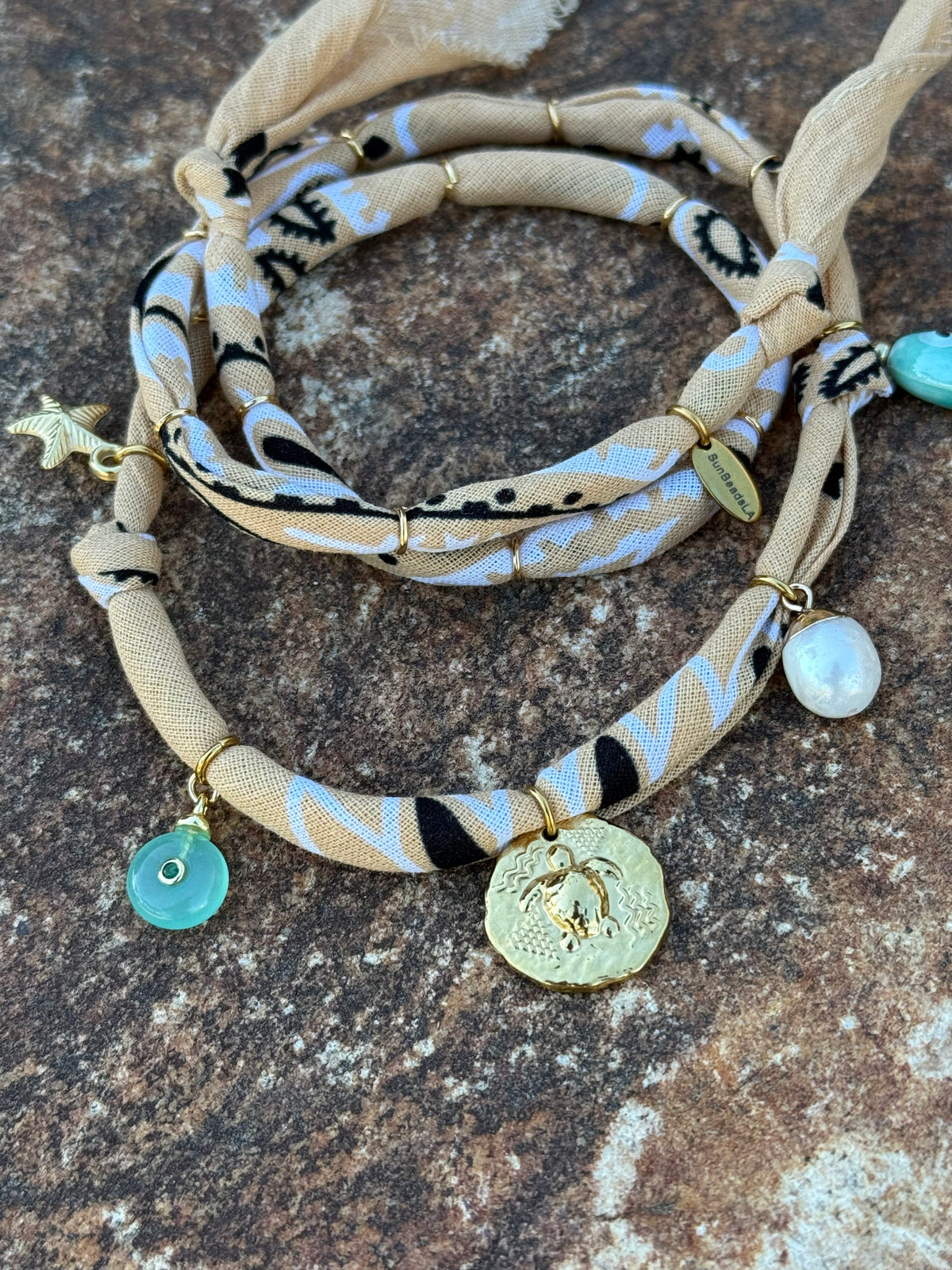 TURTLE // Sand Color Handmade Bandana Necklace