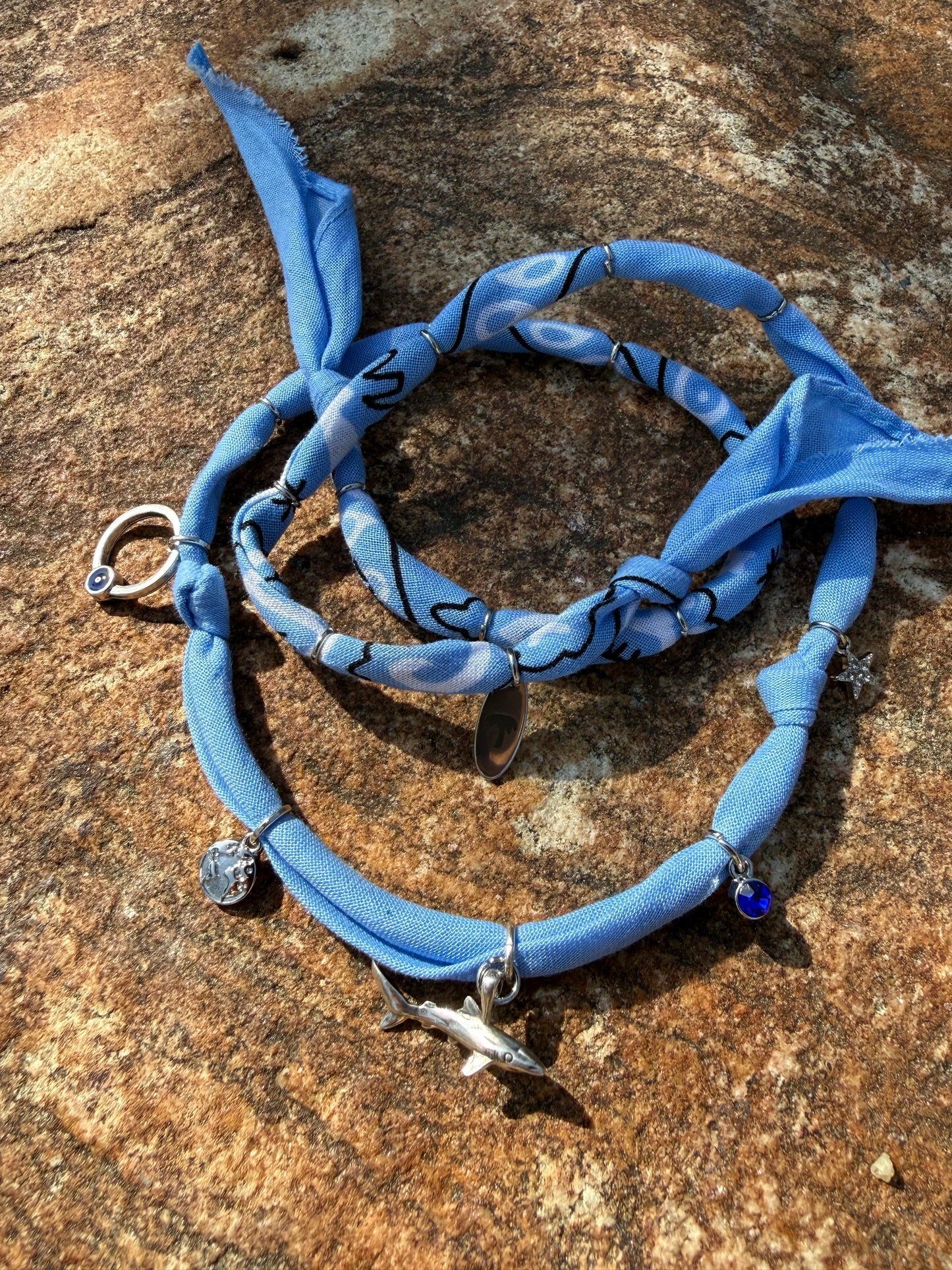 SILVER MAKO // Demin blue Handmade Bandana Necklace