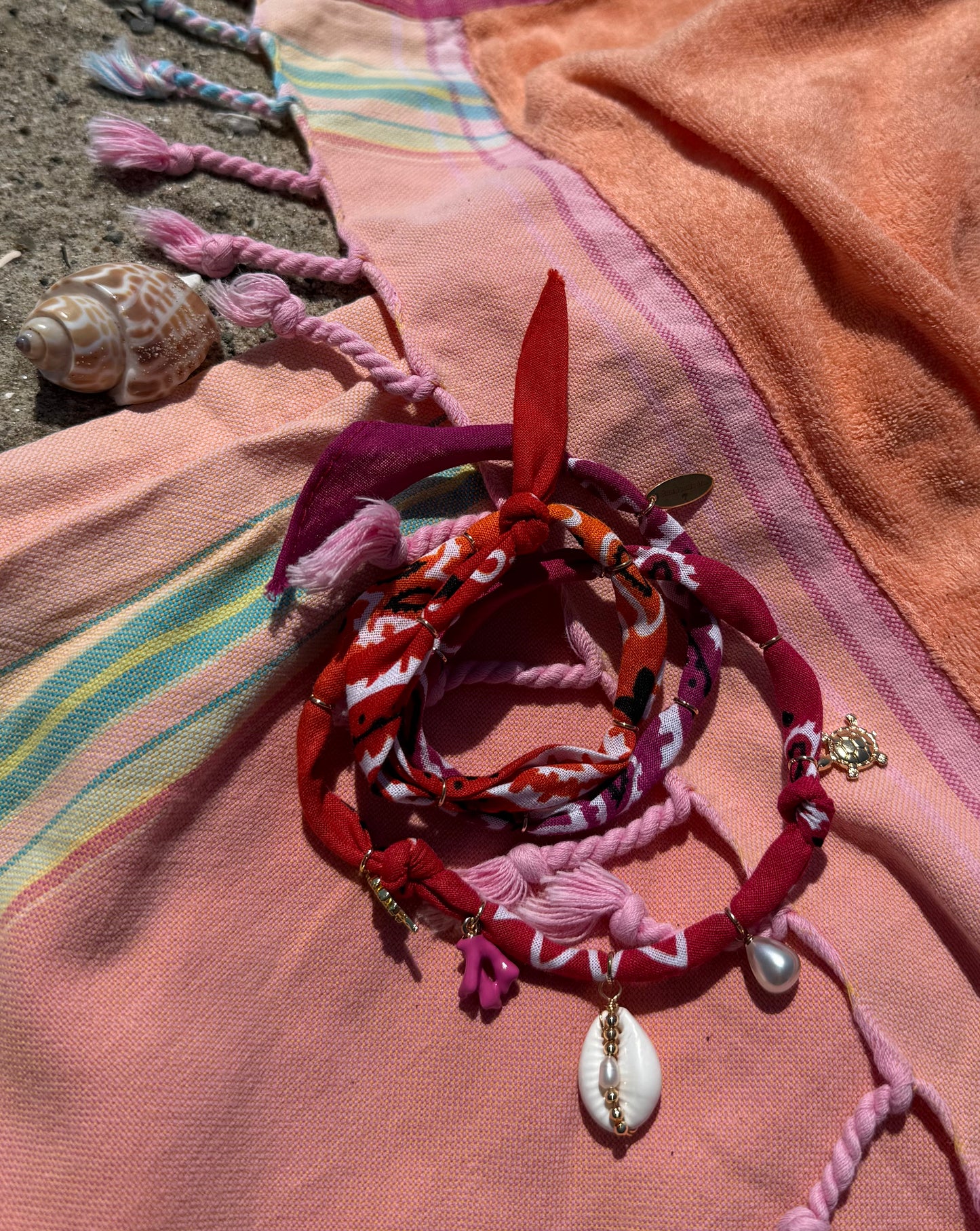 COUP DE SOLEIL // Gradient Orange Pink Handmade Bandana Necklace