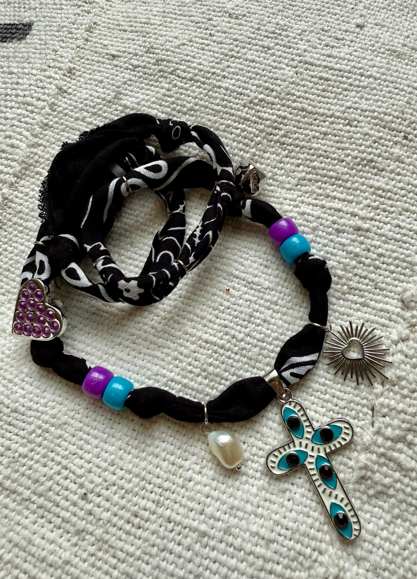 PURPLE FAITH // Black Handmade Bandana Necklace