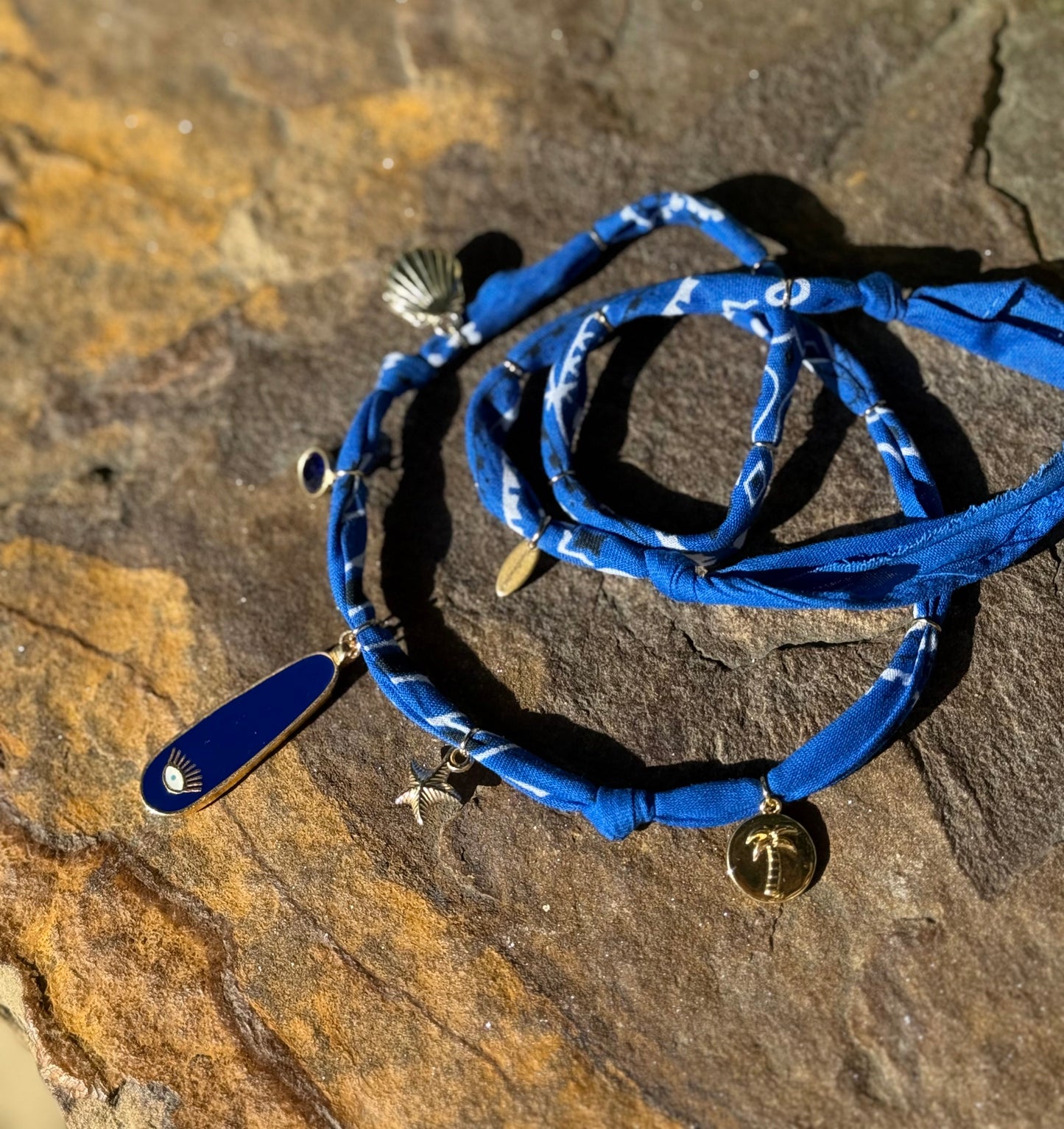 EYE OF THE SEA // Royal Blue Handmade Bandana Necklace