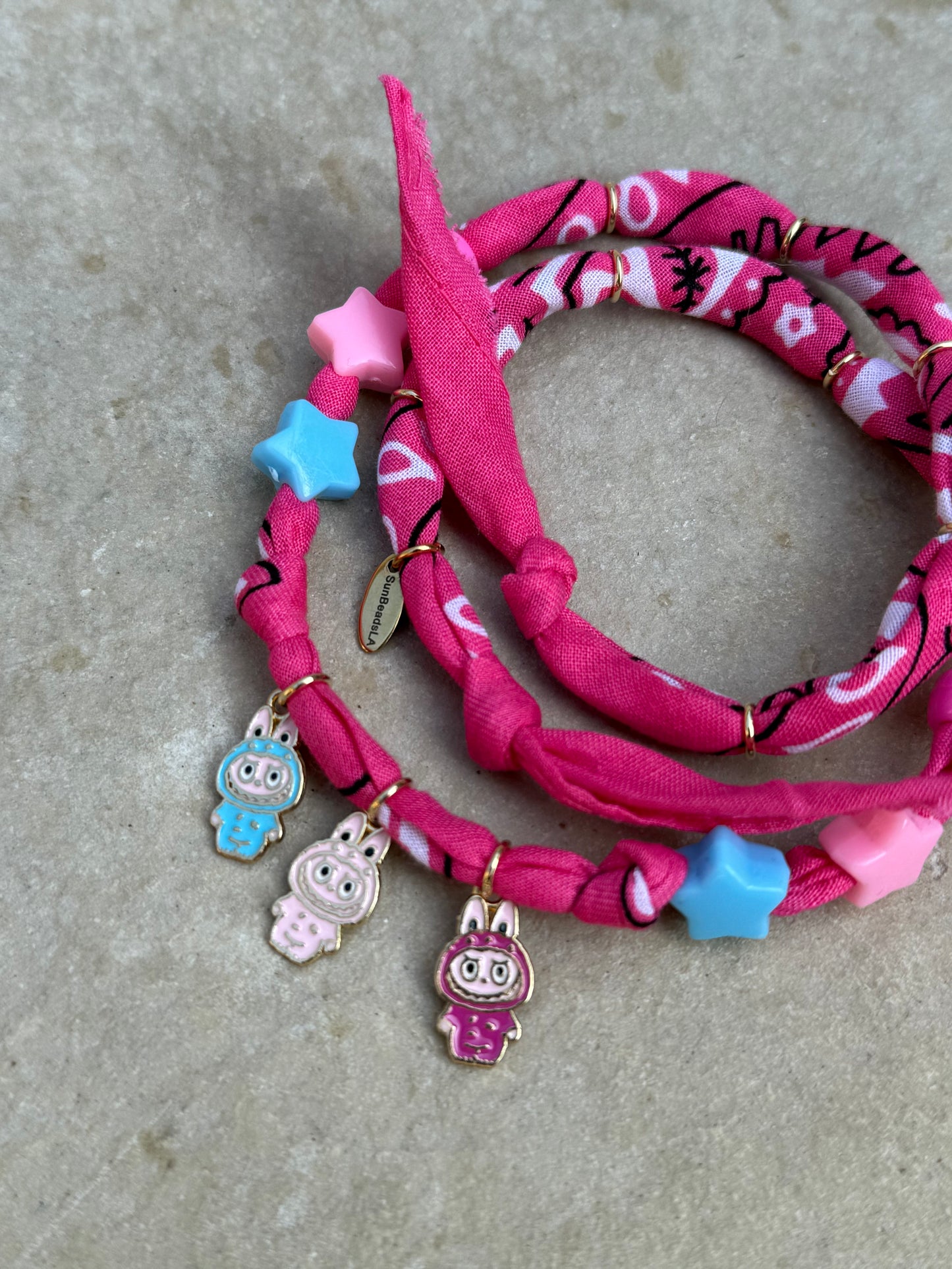 LIL MONSTERS 2 // Hot Pink Handmade Bandana Necklace