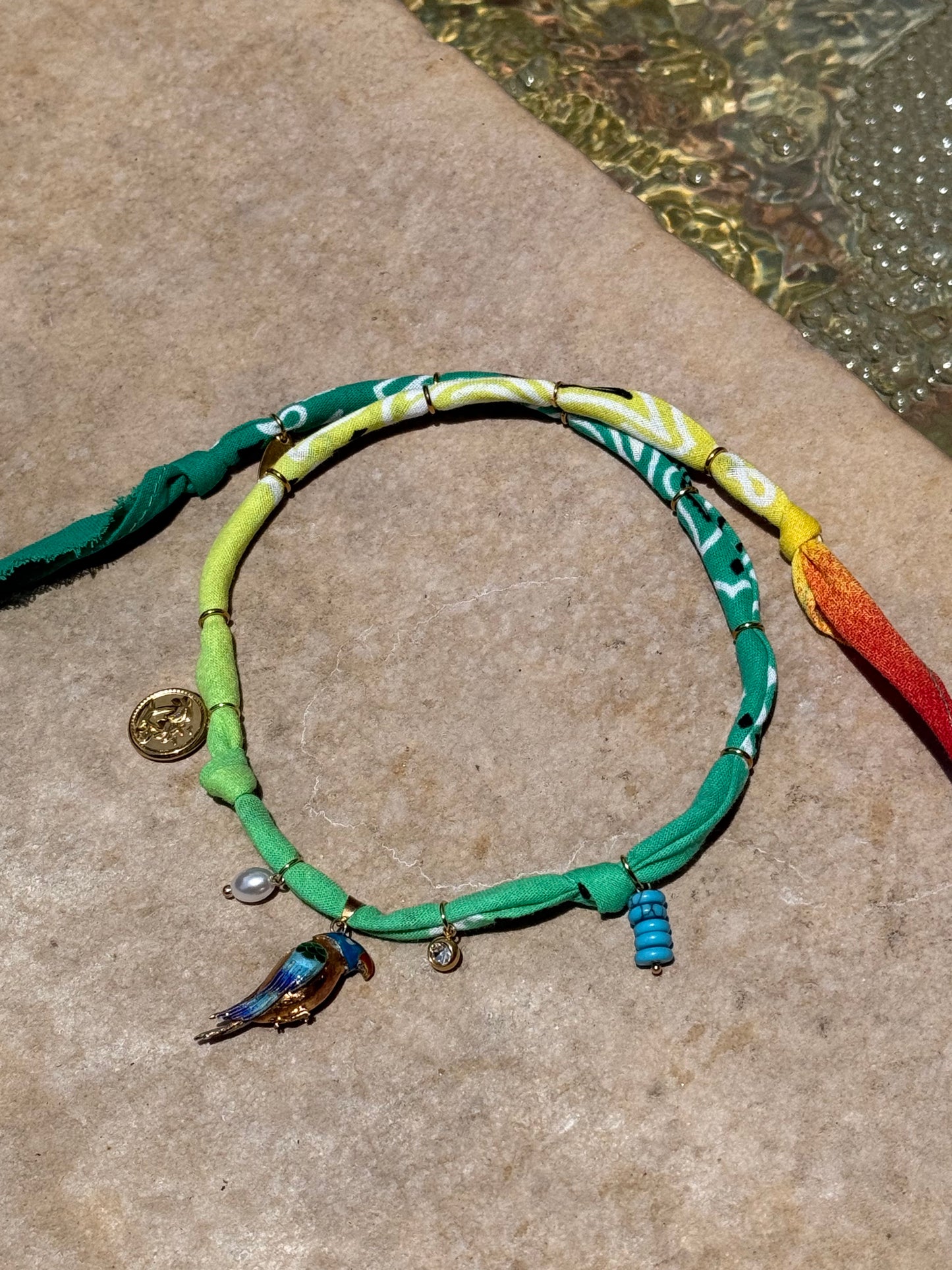 TROPICO // Gradient Blue Green Handmade Bandana Necklace