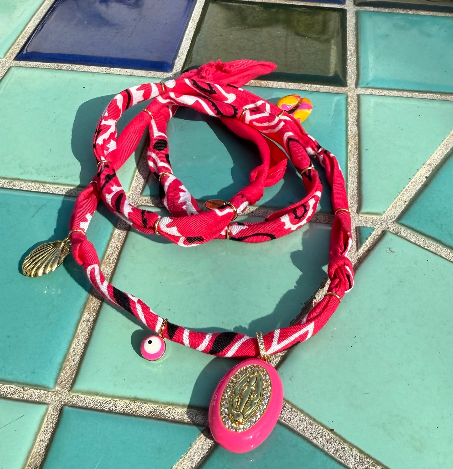 Madona PINK // Hot Pink Handmade Bandana Necklace
