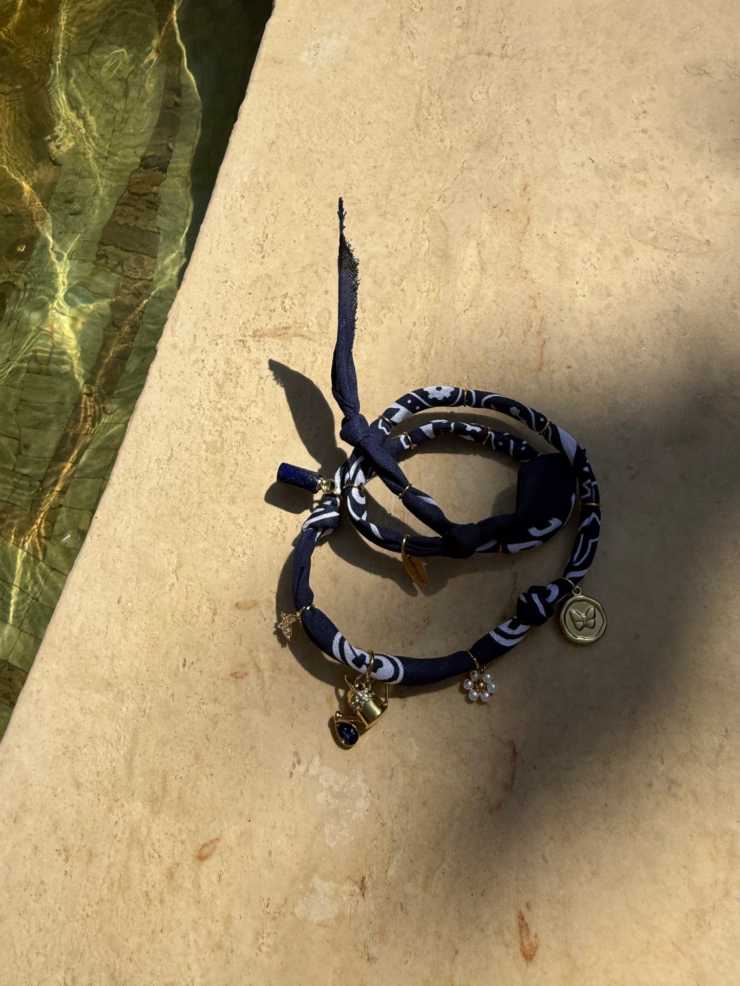 WATER CAN // Marine Blue Handmade Bandana Necklace
