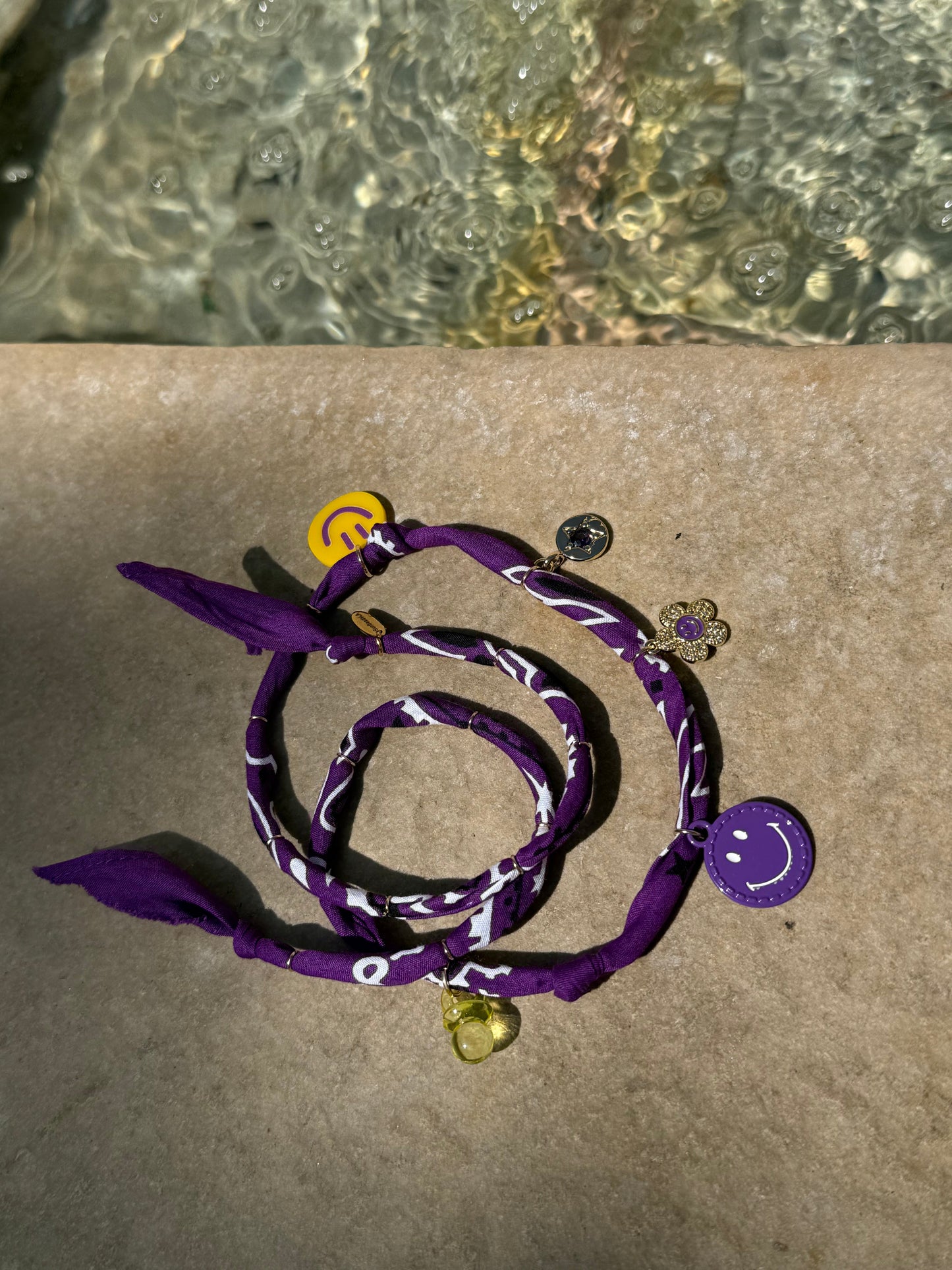SMILEY #1 // Dark Purple Handmade Bandana Necklace