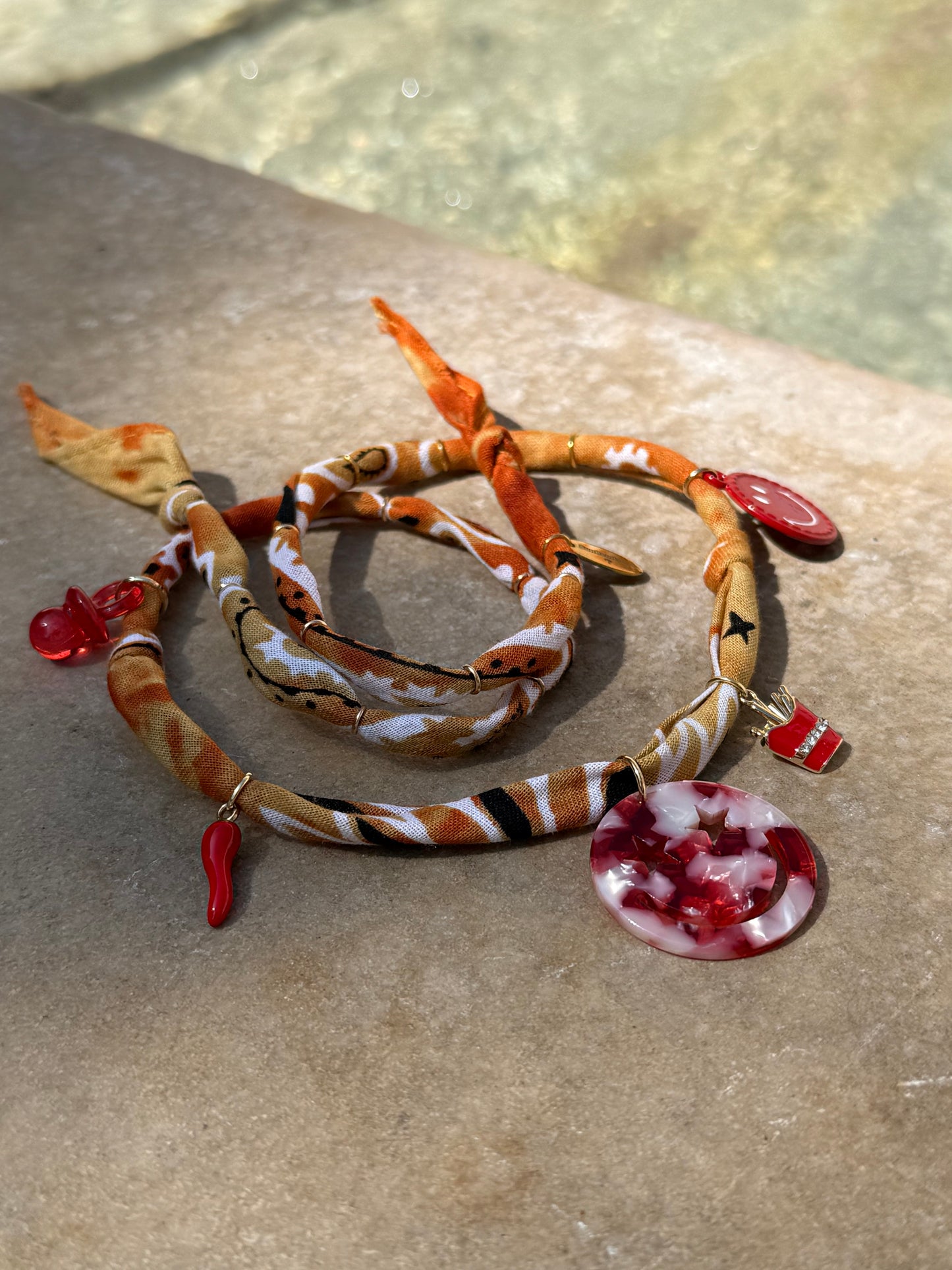 SMILEY #4 // Pizza crust Handmade Bandana Necklace