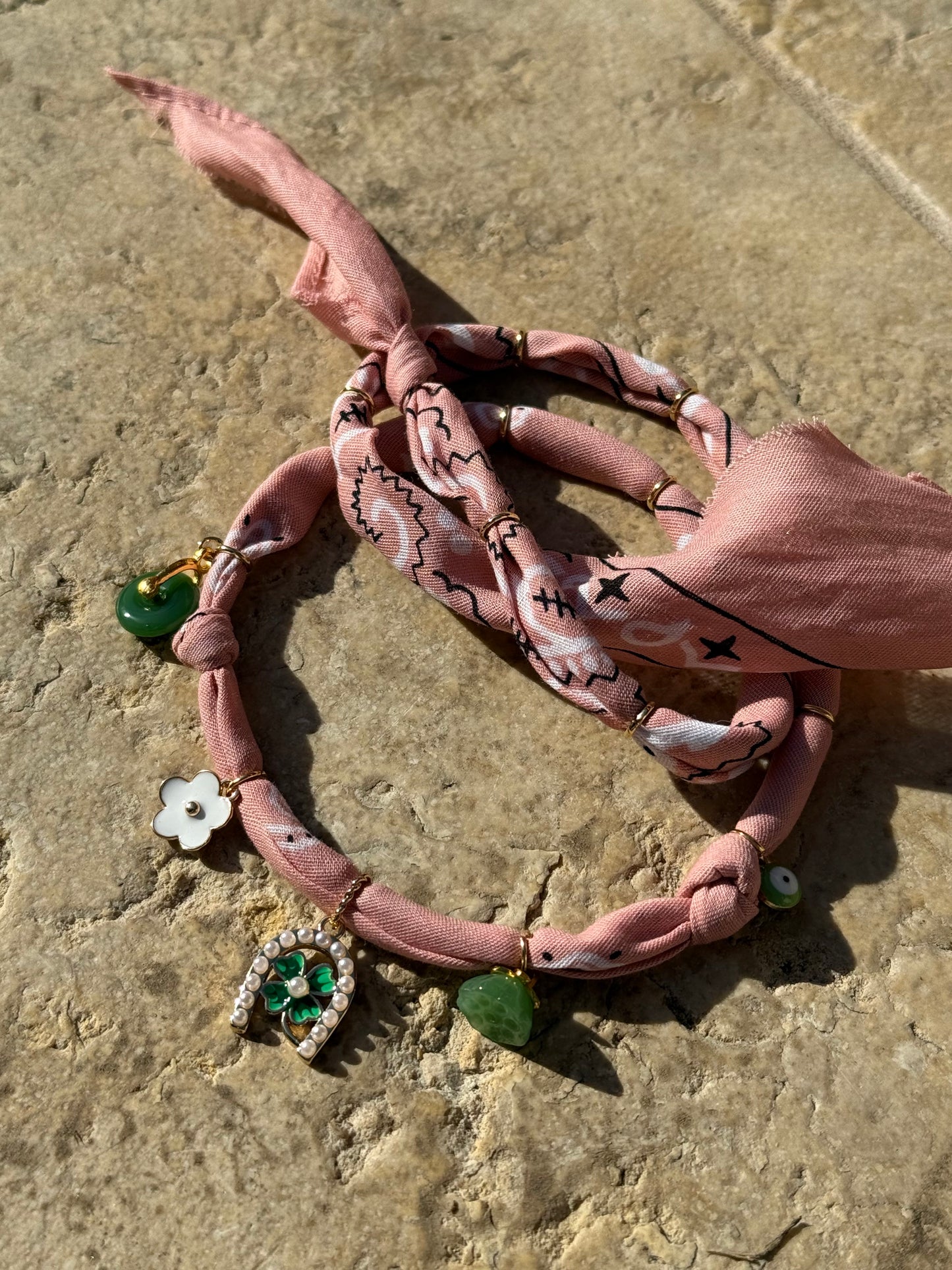 YEAR OF THE HORSE - CLOVER // Powder Pink Handmade Bandana Necklace