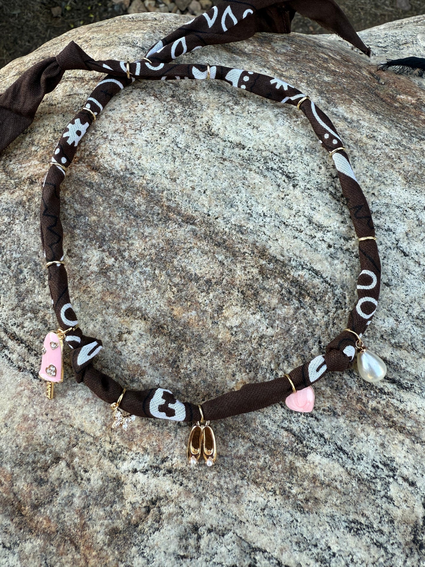BALLET & ICE CREAM // Dark Brown Handmade Bandana Necklace