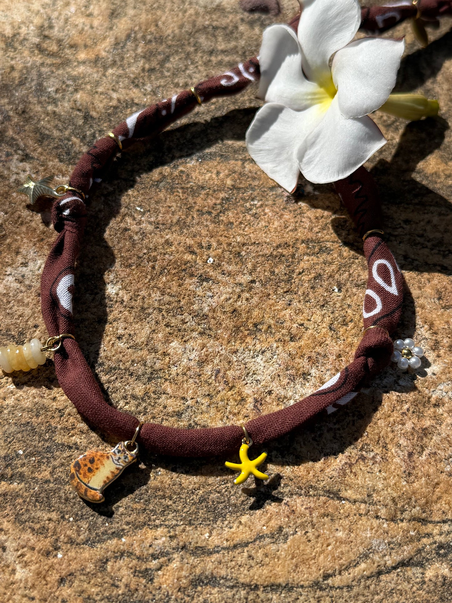 CAT TIGER // Cocoa Brown Handmade Bandana Necklace