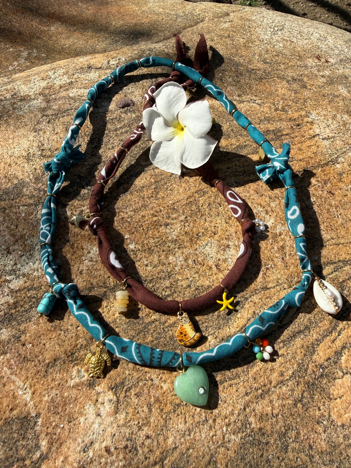 AVENTURINE HEART // Indigo Blue Handmade Bandana Necklace