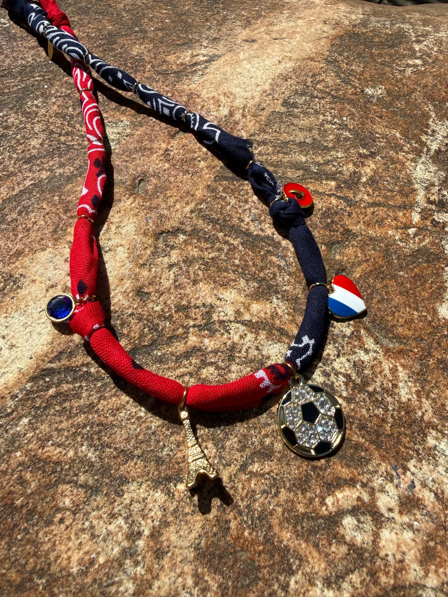WORLD CUP FRANCE LOVE // Bicolor Handmade Bandana Necklace