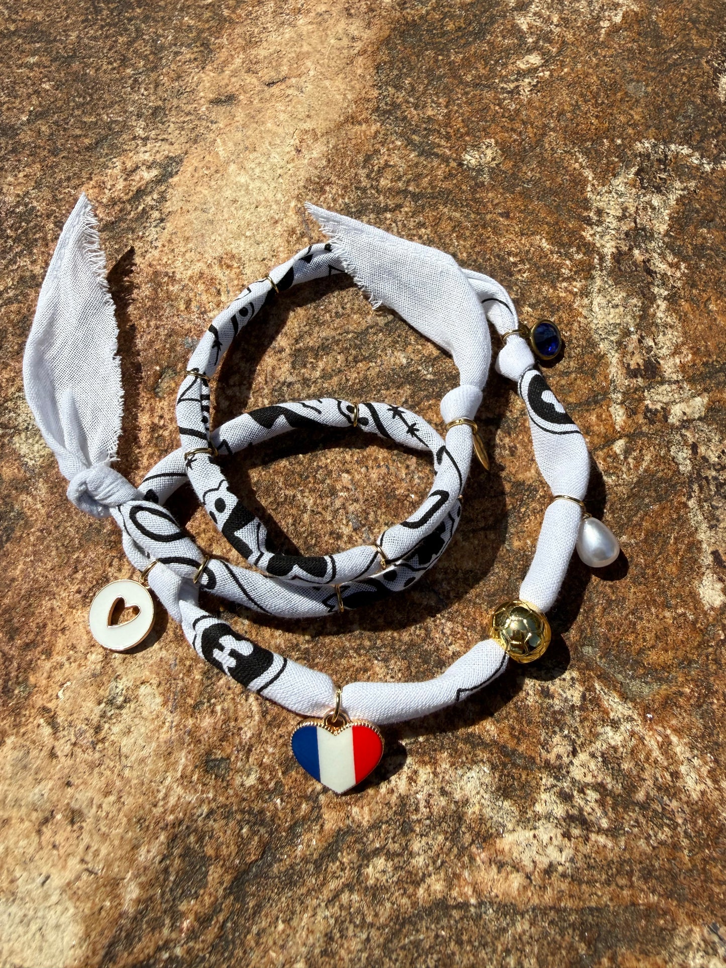 WORLD CUP FRANCE LOVE // White Handmade Bandana Necklace