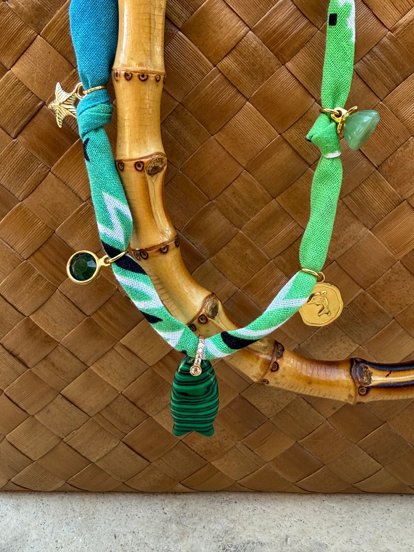 FISH MALACHITE // Gradient Handmade Bandana Necklace