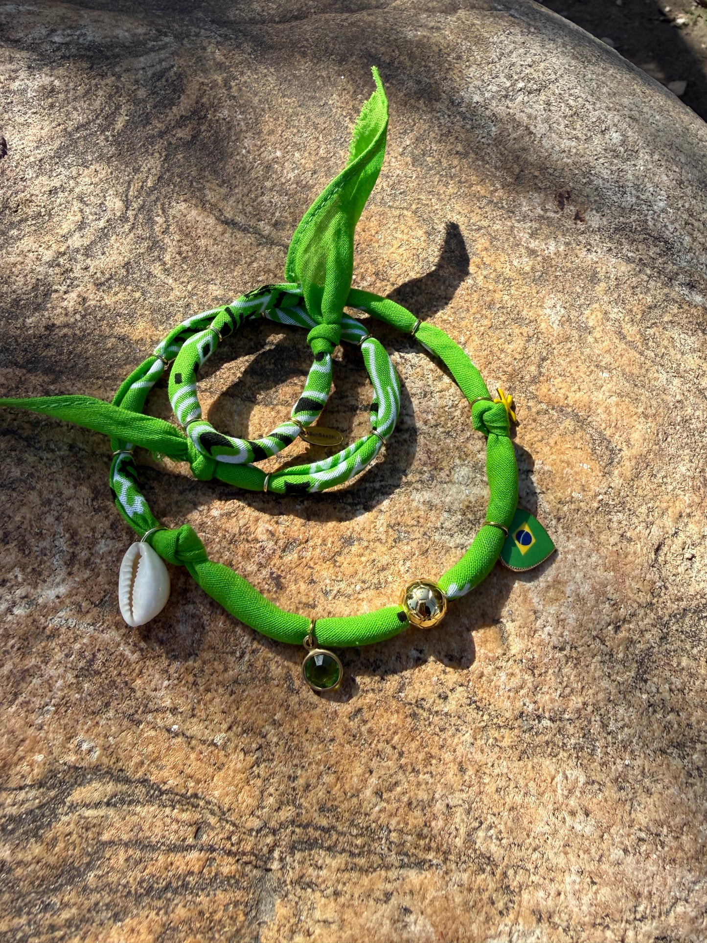 WORLD CUP BRAZIL LOVE // Vivid Green Handmade Bandana Necklace