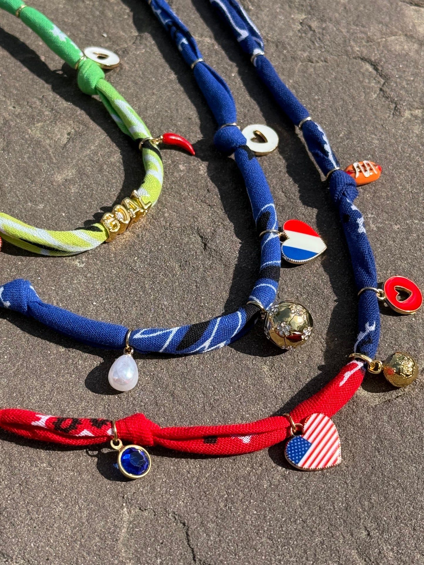 WORLD CUP FRANCE LOVE // Royal Blue Handmade Bandana Necklace