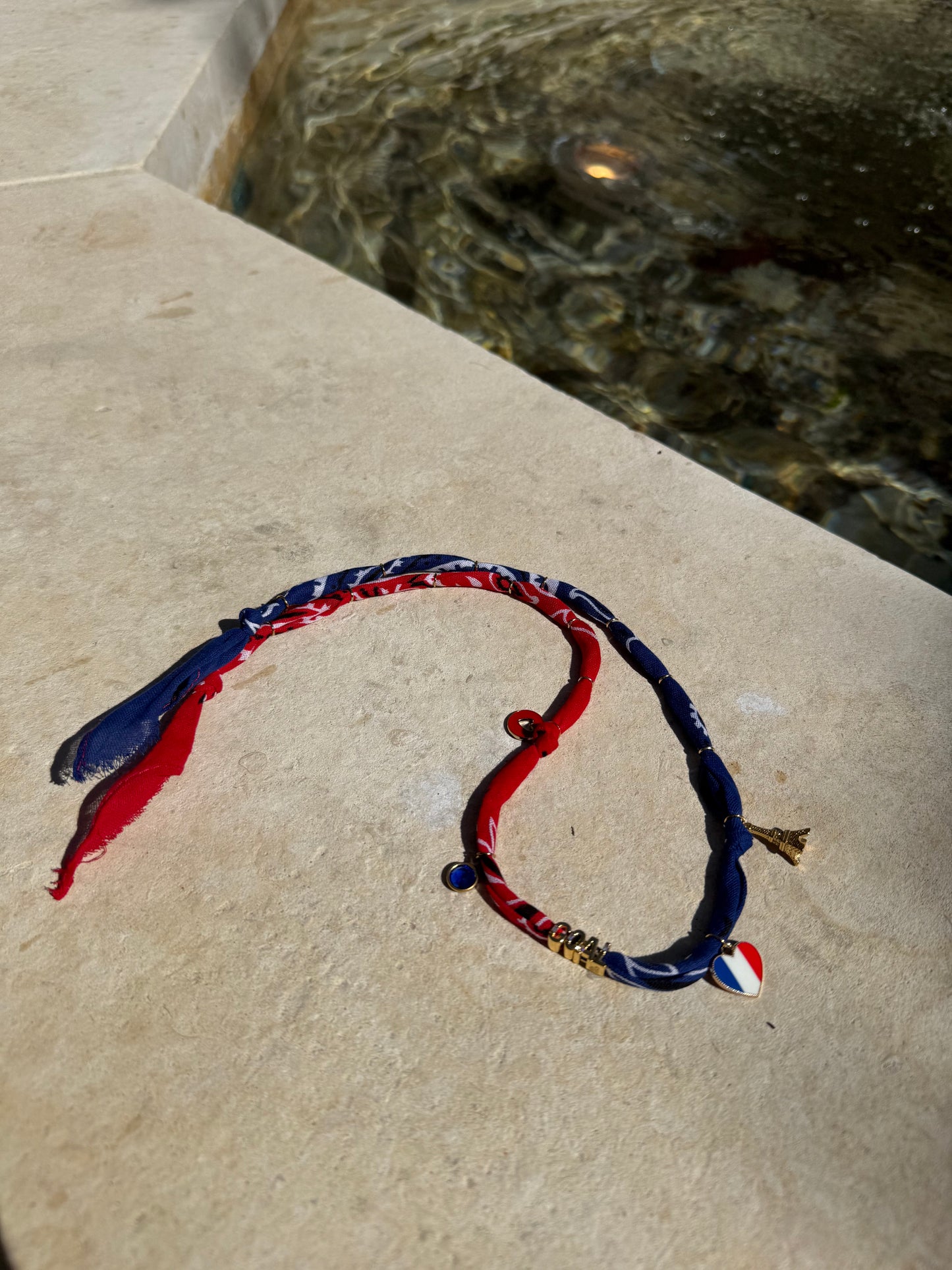 WORLD CUP FRANCE LOVE // Bicolor Handmade Bandana Necklace