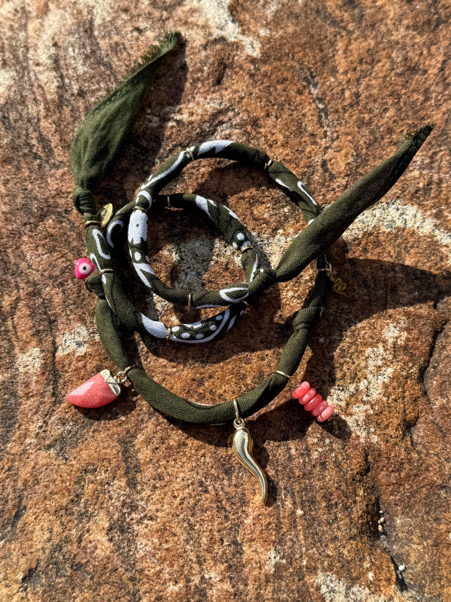 AMUN // Dark Green Handmade Bandana Necklace