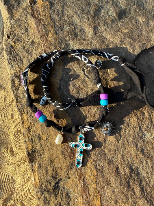 PURPLE FAITH //  Black Handmade Bandana Necklace