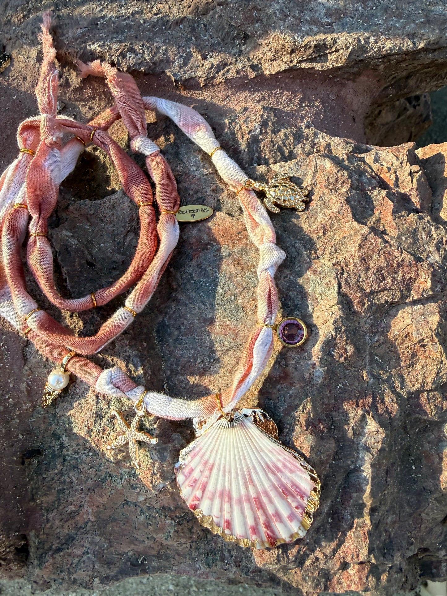 ICE CREAM CONE // Tie and dye beige Handmade Bandana Necklace