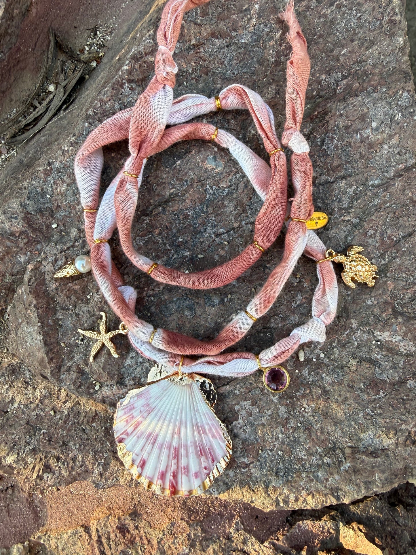 ICE CREAM CONE // Tie and dye beige Handmade Bandana Necklace