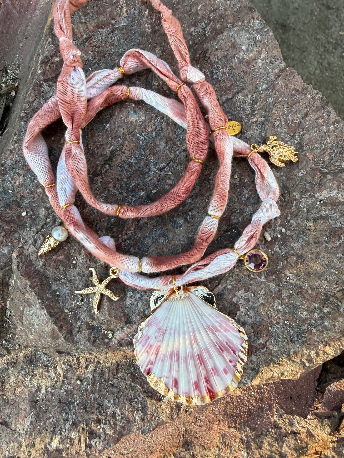 ICE CREAM CONE // Tie and dye beige Handmade Bandana Necklace