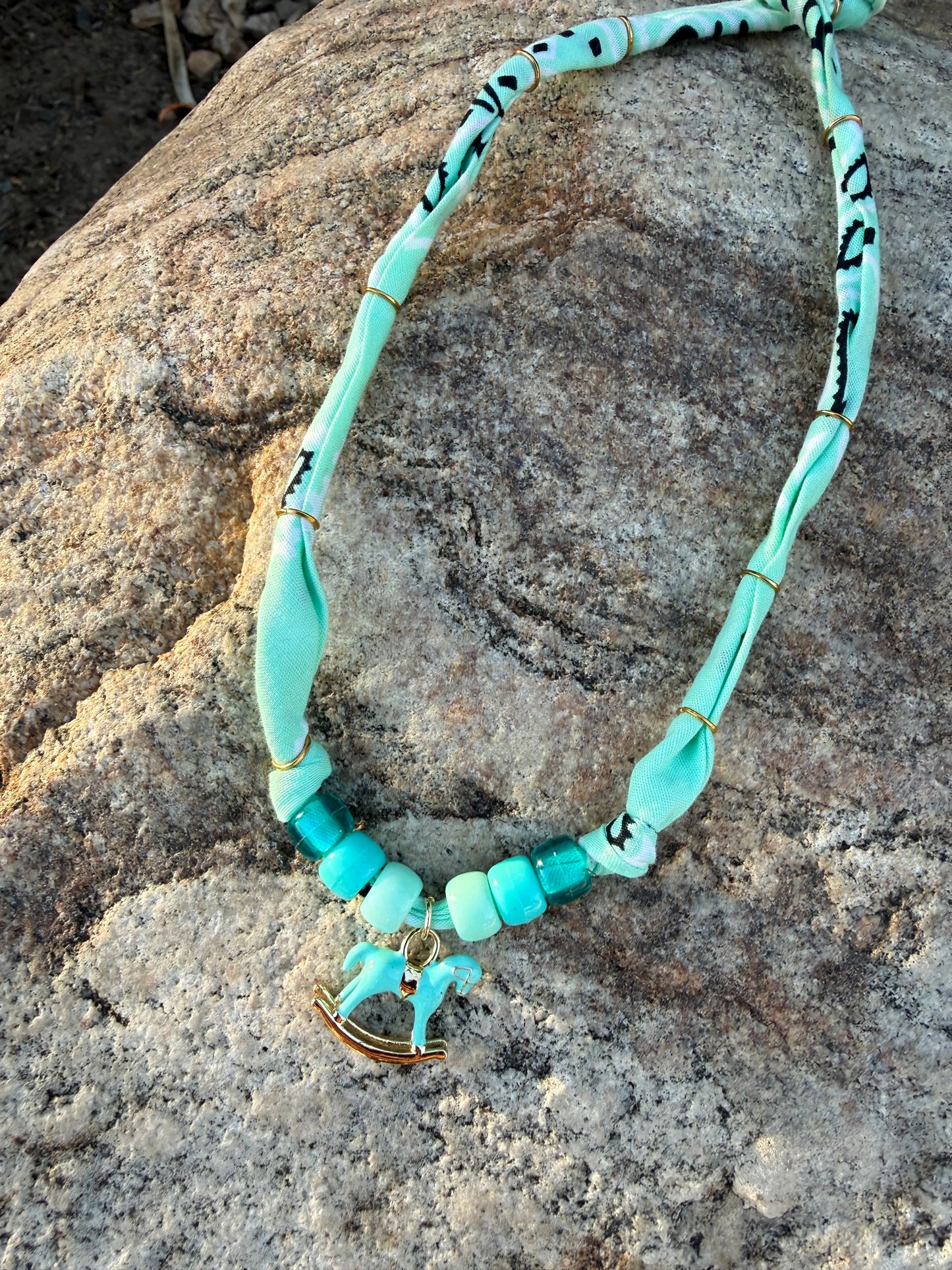 ROCKING HORSE // Turquoise green Handmade Bandana Necklace