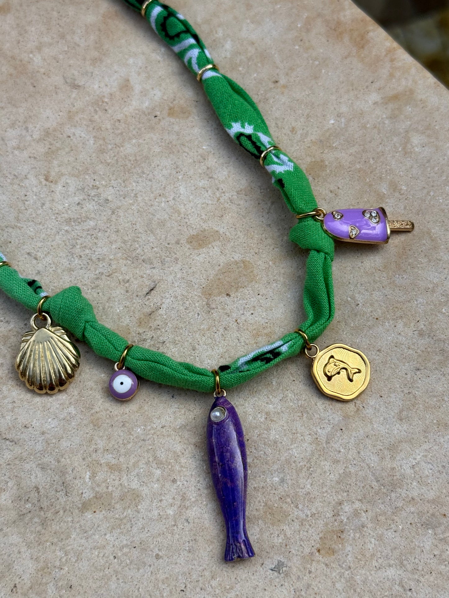 PURPLE FISH // Gradient Handmade Bandana Necklace