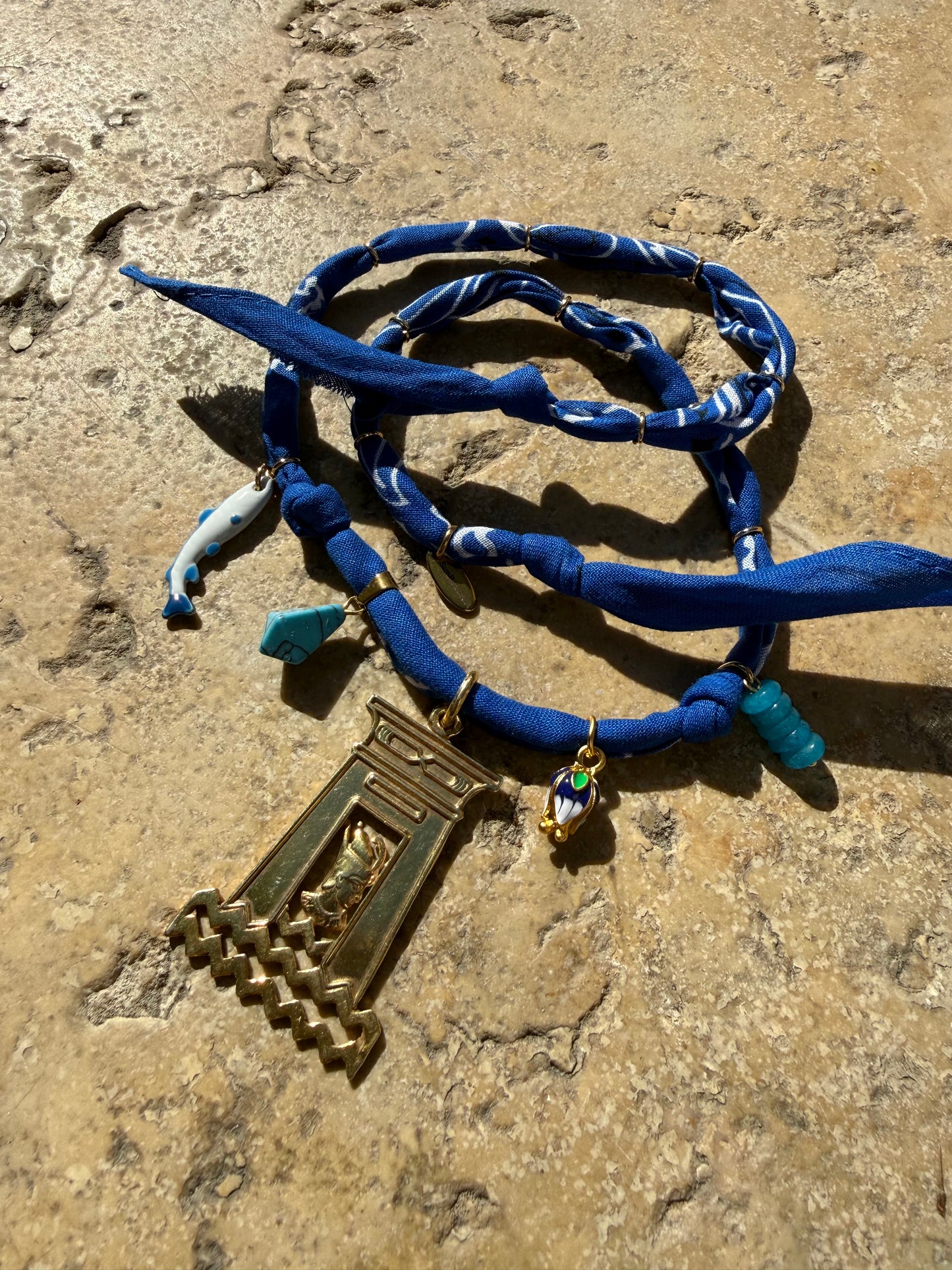 𓉔𓂋𓈗 // Royal Blue Handmade Bandana Necklace