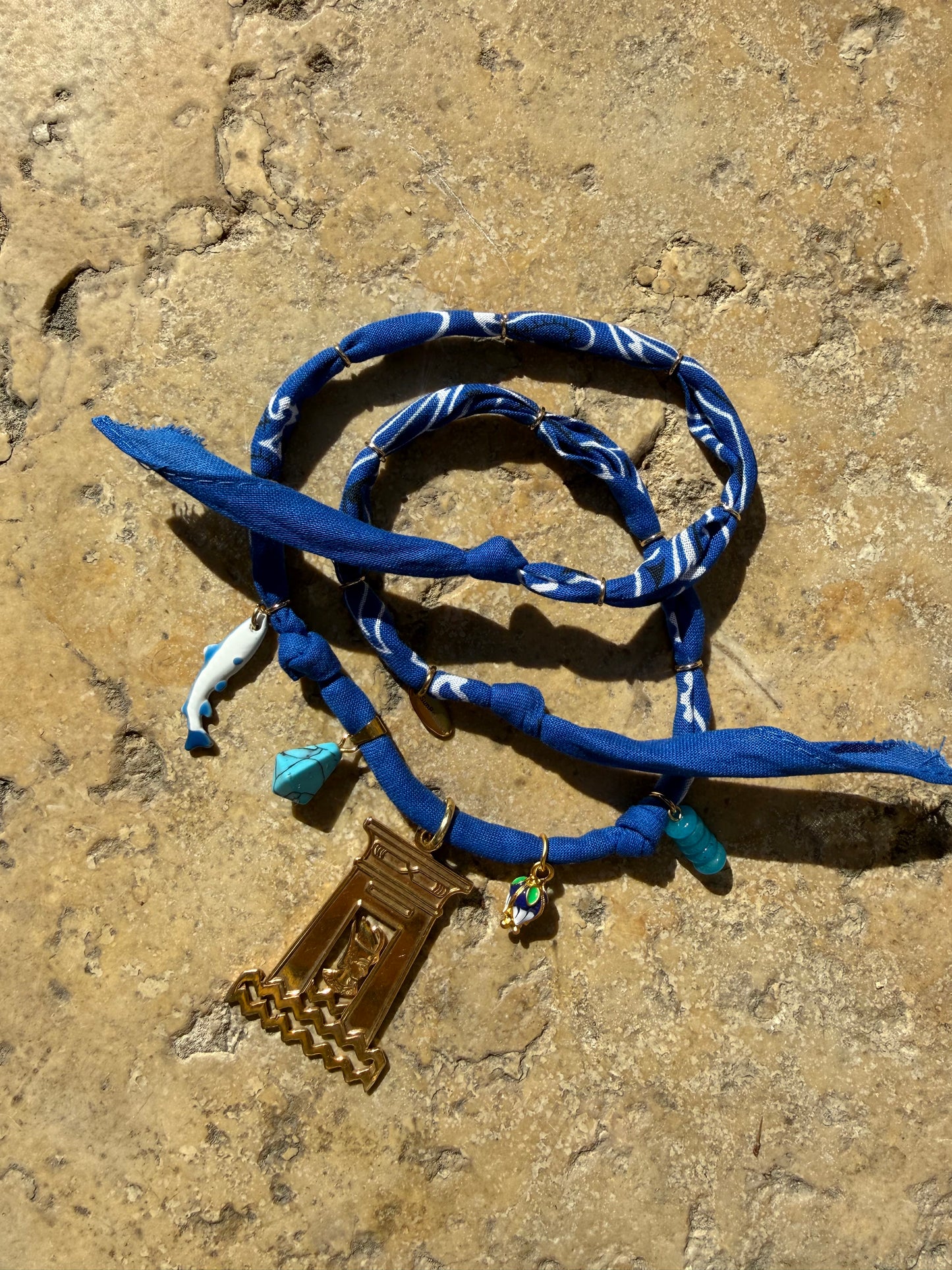 𓉔𓂋𓈗 // Royal Blue Handmade Bandana Necklace