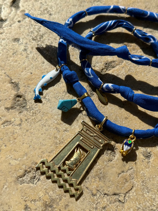 𓉔𓂋𓈗 // Royal Blue Handmade Bandana Necklace