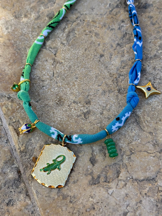 SOBEK // Gradient Blue Blue Handmade Bandana Necklace