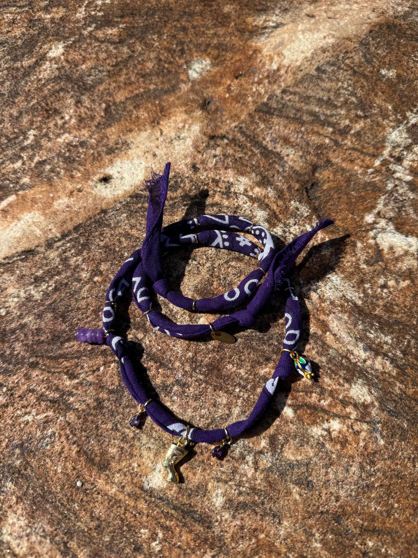 NEFERTITI // Purple Handmade Bandana Necklace