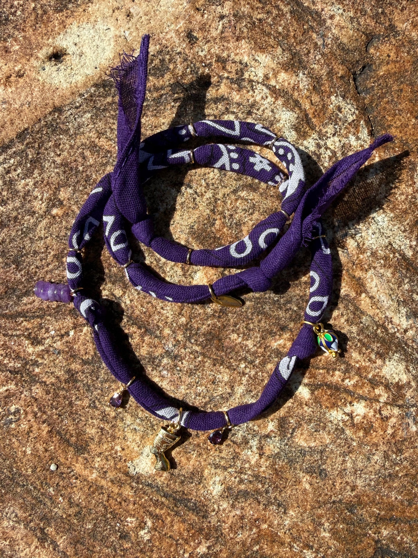 NEFERTITI // Purple Handmade Bandana Necklace