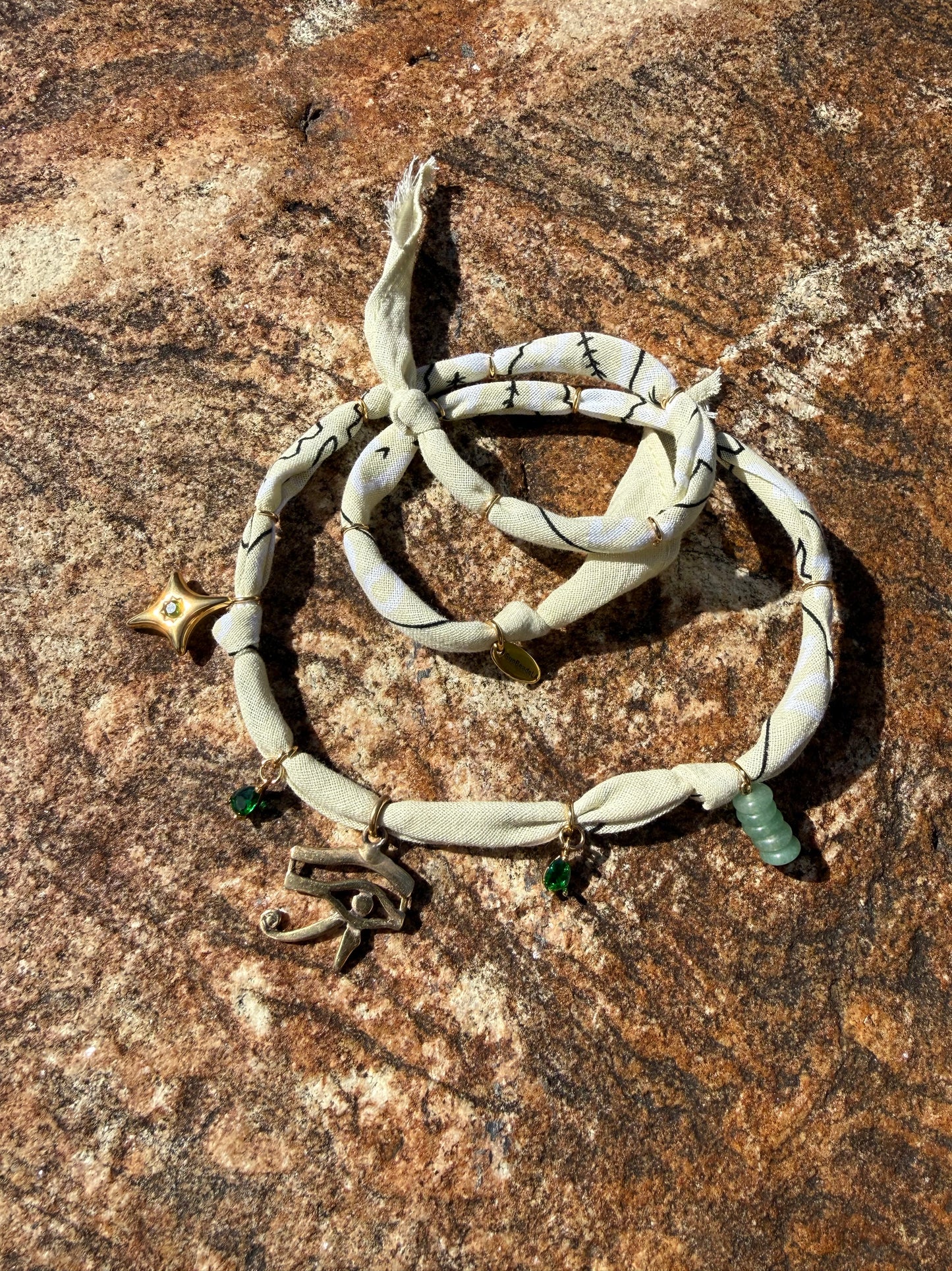 EYE OF RA // Light Yellow Handmade Bandana Necklace