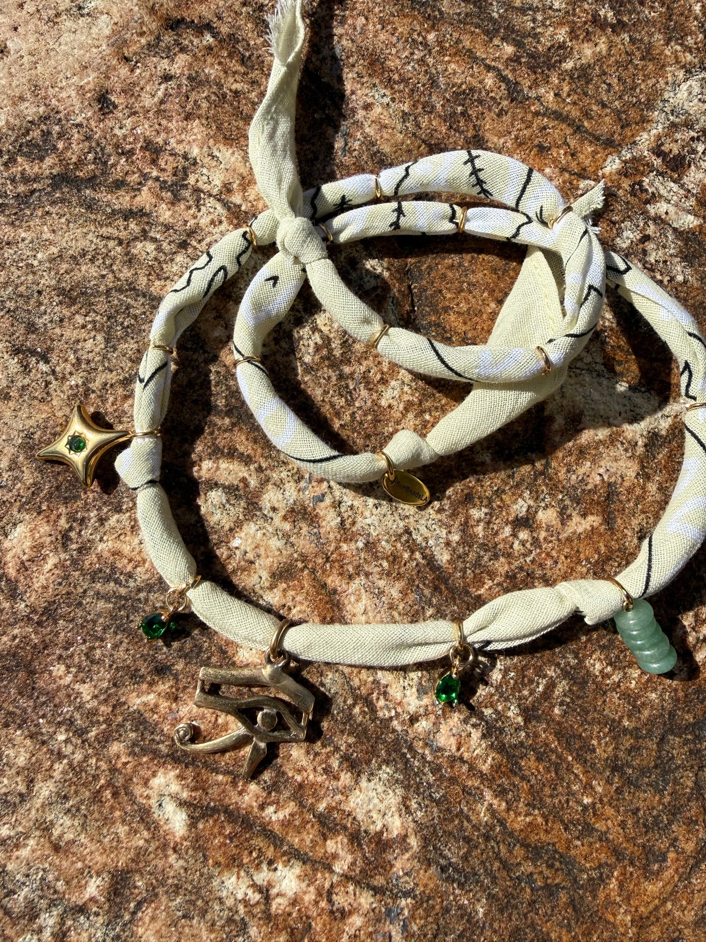 EYE OF RA // Light Yellow Handmade Bandana Necklace