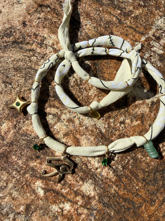 EYE OF RA // Light Yellow Handmade Bandana Necklace