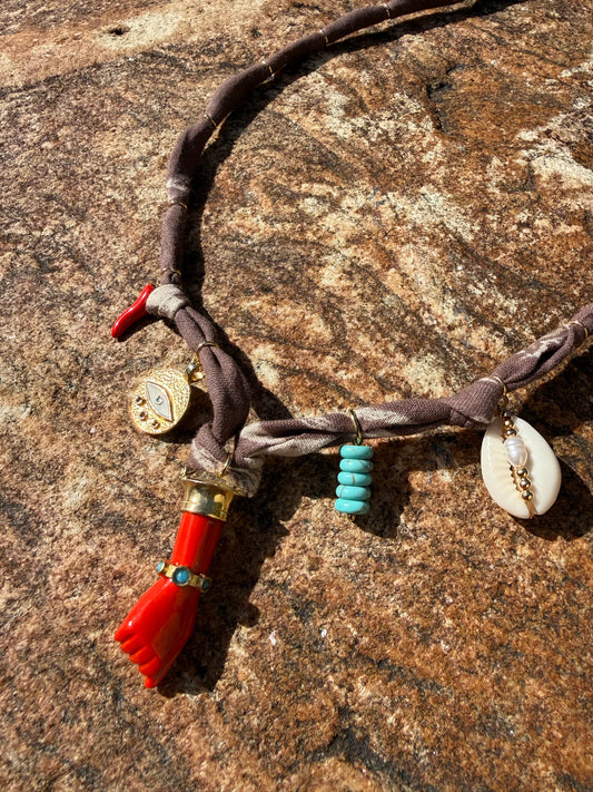 FATMA // Choco Brown Handmade Bandana Necklace