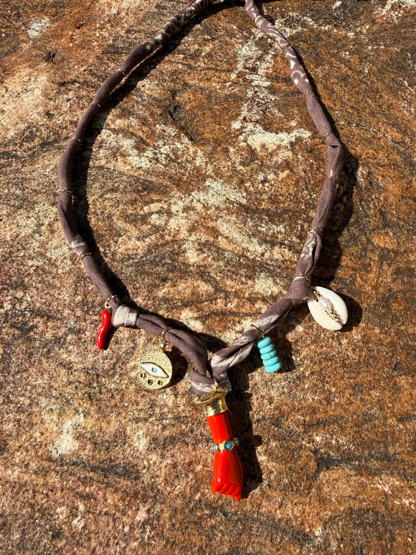 FATMA // Choco Brown Handmade Bandana Necklace