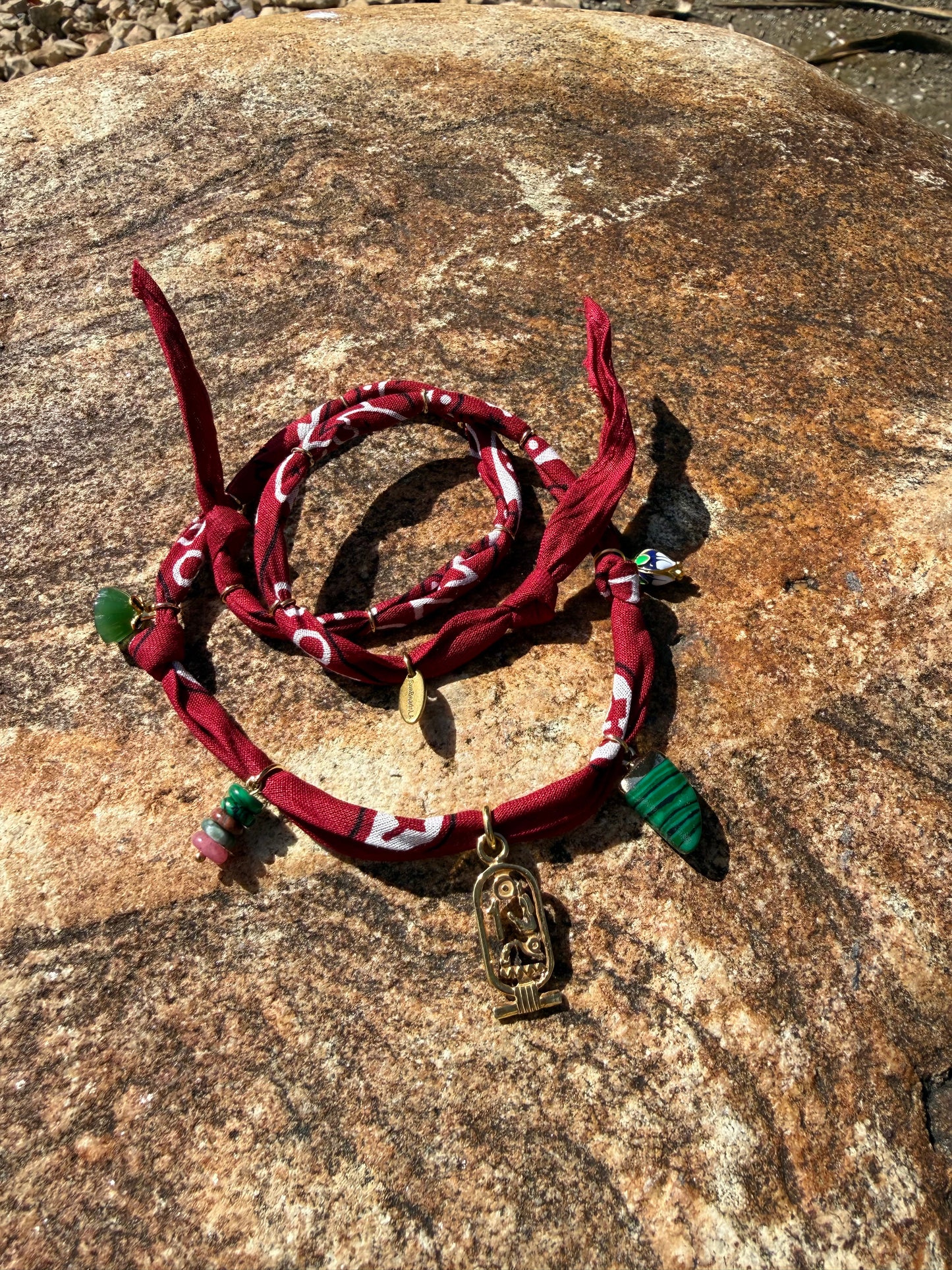 WINE CARTOUCHE // Bordeaux Red Handmade Bandana Necklace