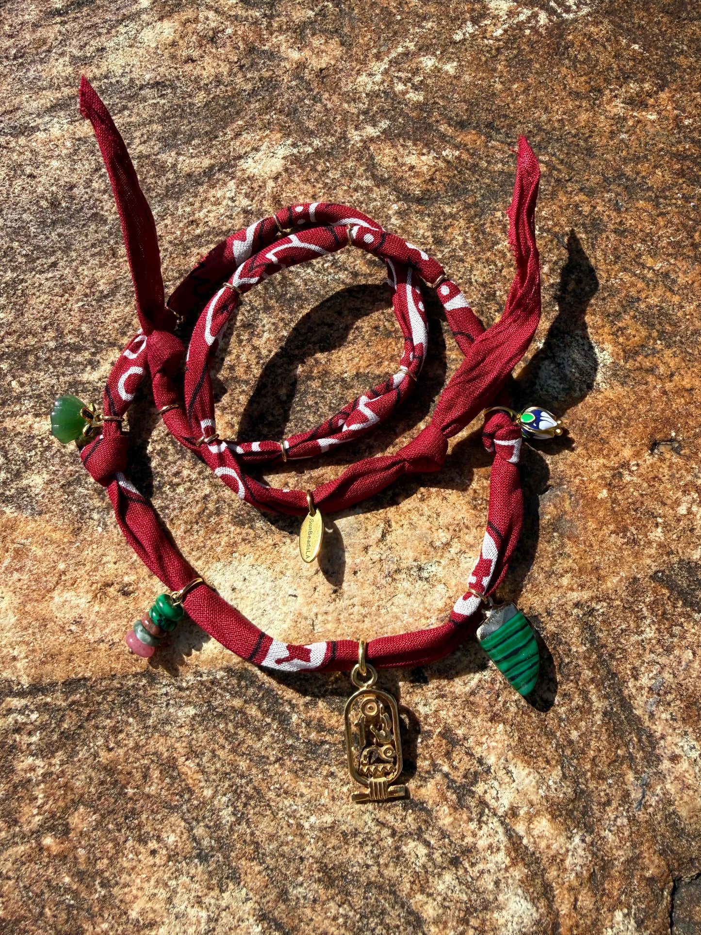 WINE CARTOUCHE // Bordeaux Red Handmade Bandana Necklace